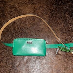 Kate Spade NEW YORK L/XL Belt Bag Fanny Pack green Leather NWT